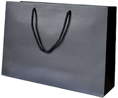 Thepaperbagstore 10 Schwarze Mittelbreit Matt Luxus-Boutique-Papiertüten für Geschenke oder als Tragetaschen mit Seilgriffen - 350x100x240mm