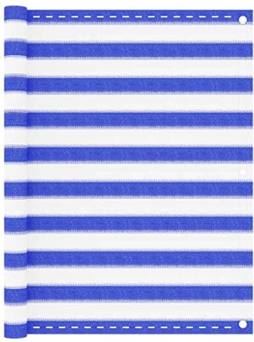 vidaXL Balkon Sichtschutz Bespannung Terrasse Windschutz Sonnenschutz Balkonbespannung Balkonverkleidung Balkonsichtschutz Blau Weiß 120x600cm HDPE
