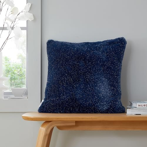 Catherine Lansfield Cosy Glamour Fur 45x45 cm Cushion Navy Blue