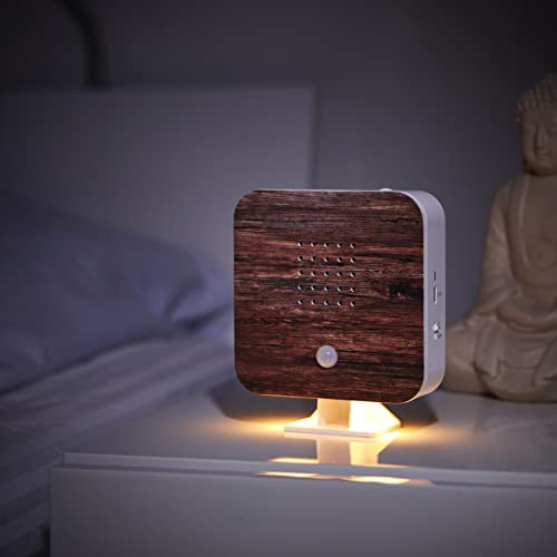 Northpoint Nature Sound Box Vogelgezwitscher Vogelgeräusche Box Motion Sensor Vogelgeräusche Licht Wiederaufladbar mit Wandhalterung Walnuss Holz Winkel