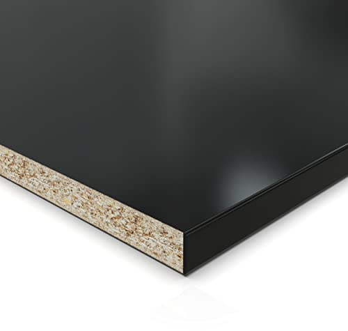 AUPROTEC 19mm Spanplatte Zuschnitt schwarz melaminharzbeschichtet Länge bis 200cm Dekorplatten Zuschnitte mit Umleimer Auswahl: 40 x 120 cm (ABS Kante Lange Seite)