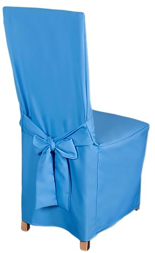 HOME DEKO Stuhlhussen mit Schleife, Universal-Sitzbezüge zum Schonen von Stühlen für Wohnzimmer, Esszimmer oder Küche, Perfekt für Anlässe Aller Art, Hellblau, 6 Stück