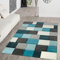 TT Home Wohnzimmer Teppich Kurzflor Abstrakt Geometrisch Design Used Look Modern, Farbe: Türkis, Größe:60x110 cm