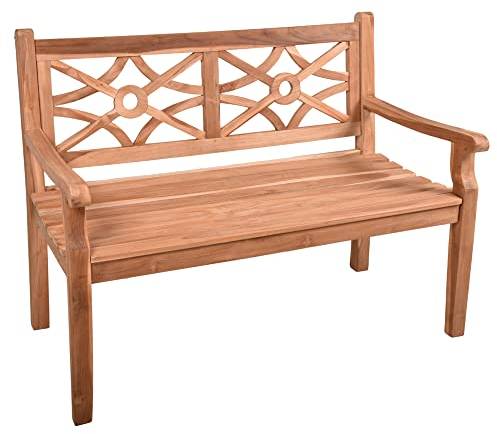 Lomadox Teak-Holz 2-er Bank Gartenbank Terassenbank, B/H/T: ca. 120/92/64 cm