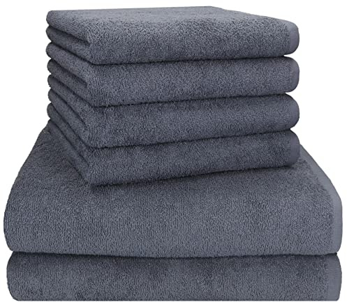 Betz Berlin 6er Set 2X Maxi Duschtuch 100 x 150 cm 4X Handtuch 50 x 100 cm 100% Baumwolle Farbe dunkelgrau - Berlin