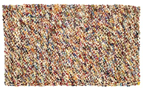 Jute & Co. Teppich Mehrfarbig mit weichen Wollfilzkugeln 90x150