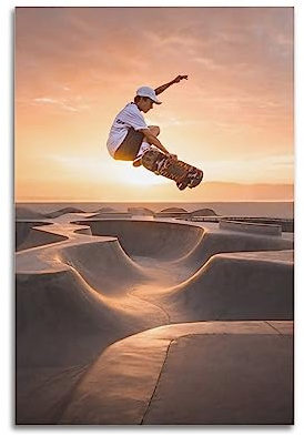 WARL Skateboard-Poster, hübscher Sprung, dekoratives Gemälde, Leinwand, Kunstbild, 30 x 45 cm