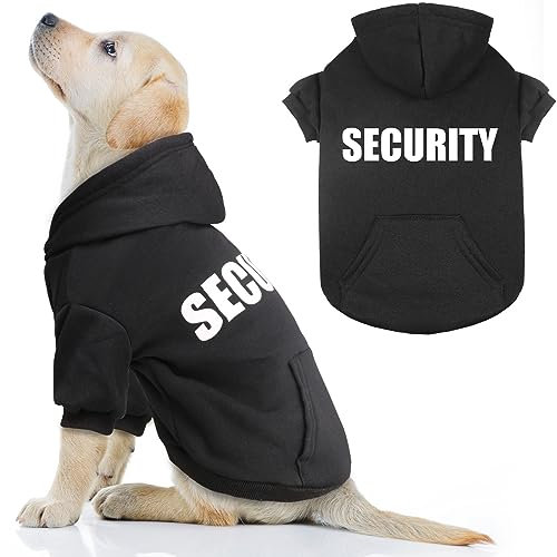 QDYU Hunde-Kapuzenpullover für große Hunde, Sicherheits-Hundepullover, weich gebürstetes Fleece, Hunde-Kapuzenpullover mit Tasche (L)