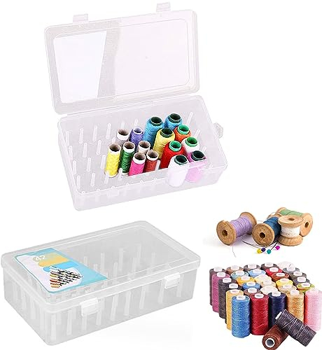 Nähgarn Aufbewahrungsbox, 2Pcs Nähgarn Box, Garnrollen Aufbewahrung für 42 Garnrollen Praktische Garnrollen Aufbewahrungsbox für Aufbewahrung Stickgarn