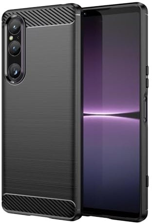 EASSGU Coque pour Smartphone, Compatible with Sony Xperia 1 V (6.5 inches), Étui Souple en Silicone TPU - Noir