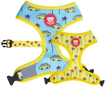DUKIER - Reversibles Geschirr für Hunde, Zugsicherung, atmungsaktiv und reflektierend für Haustiere, aus Neopren und Mesh, verstellbar, California-Design, Größe S