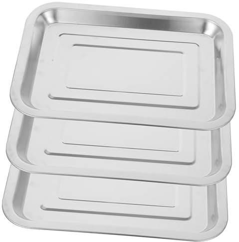 HOMSFOU 3st Grillpfanne Antihaft-backblech Rechteckschale Aus Stahl Toaster Backblech Austausch Des Pfannenfachs Antihaft-halbblatt Fisch Serviertablett Backform Lebensmittel Servierteller
