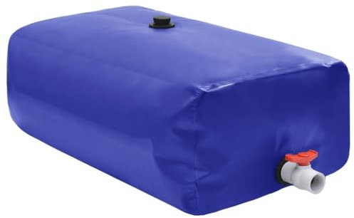 vidaXL Wassertank mit Wasserhahn, Regenwassertank mit Wasserschläuchen, Regentonne für die Aufbewahrung von Nichttrinkwasser, Faltbar Blau 1500L PVC