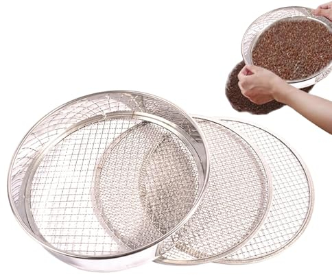 Tamiz de metal de malla fina, colador de metal de cocina para arroz, con colador intercambiable, colador de harina inoxidable, colador de bonsai para plantas
