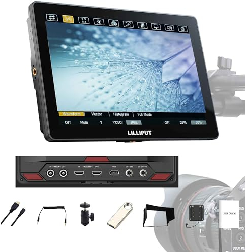 LILLIPUT HT10S 10.1'' 1920x1200 FHD IPS caméra moniteur 1800 Nits, DSLR Moniteur de Champ de caméra, 4K HDMI/ 3G-SDI Touchscreen Kamera Field Monitor HDR 3D-LUT
