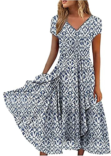 Keepink Women's Wedding Guest Dress - UK Size 8-22, Short Sleeve, Wrap Dress, Chiffon, Empire Waist, A Line, Bridesmaid, Occasion & Evening, Plus Size, Summer