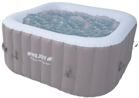 #WEJOY Tragbarer Whirlpool, 180 x 180 x 66 cm, aufblasbar, quadratisch, für den Außenbereich, beheizter Whirlpool mit 130 Luftstrahldüsen