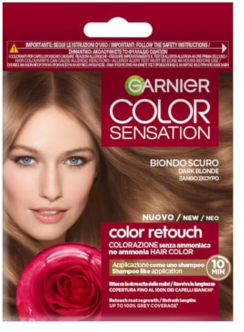 Garnier Color Sensation Retouch Ritocco para retocar la raíz del cabello sin amoniaco en solo 10 minutos (Rubio oscuro, 1 unidad)