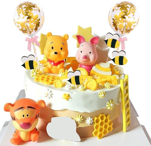 Yisquar 12 topper per torta Winnie Pooh topper per cupcake Winnie Bear Cake Picks Pooh figurine giocattolo personaggi Winnie Giocattoli Pooh Decorazioni per torte per bambini Winnie Compleanno