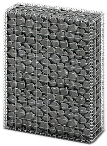 Homgoday Gabion Basket with Lid Galvanised Wire 100 x 80 x 30 cm, Garden Gabion Wall, Outdoor Fence Gabion Basket for Patio, Backyard, Lawn