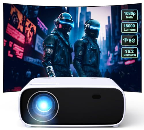 2025 Neues Hochleistungsbeamer, unterstützt Switch und PS5 ohne Verzögerung, Beamer mit WiFi und Bluetooth, 20000 Lumen 4K-Unterstützung, Full HD 1080P Auflösung, （Hochhelligkeitsversion）
