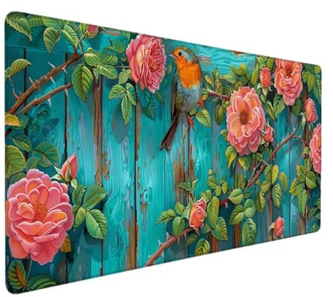 Hartes Gaming Mauspad 800x400, Optimiert für Gaming-Sensoren, Geringe Oberflächenreibung, Wasserdicht & Rutschfeste Schreibtischunterlage, Mac- und PC-Gaming-Zubehör, Mousepad XXL Rosa (Blume) S-K