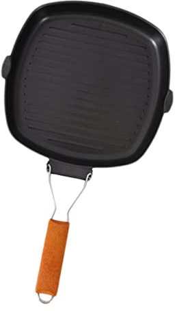 Garneck Iron Pan Steak BBQ Pan Home Use Cast Iron Baking Tray Non-Toxic Non-Stick Even Heat Distribution Easy to Clean