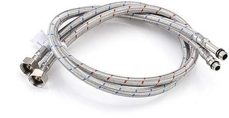 Home Range 2x M12 BSP 900mm Wasserhahn-Anschlüsse, WRAS-zugelassen | 304 Edelstahl, flexible BSP-Schlauchendstücke, Ersatz für Küchenspüle/Waschbecken, Monoblock, 5 Längen, 1,27 cm