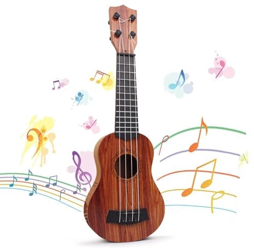 Kindergitarre, 38cm Mini Gitarre, Ukulele Kinder, Gitarre für Kinder Mit 4 Verstellbaren Seiten, Spielzeug für Kleinkinder, Anfänger, Jungen, Mädchen (15 Zoll)