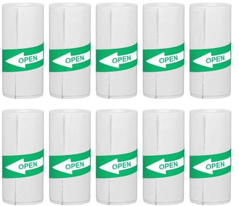 10 Rollen Thermorollen, Mini-Drucker-Aufkleber, Sofortbildkamera-Aufkleber, Mini-Handy-Fotodrucker, selbstklebende Aufkleber für Fotos, Notizen, Schwarz auf Weiß, 57 x 25 mm(breit,FARBE:weiß)