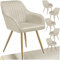 tectake® Esszimmerstuhl, gesteppter Samtstoff Stuhl, mit Armlehnen, als Essgruppe, Küchenstühle modern, gemütlicher Sessel Wohnzimmer, Dining Lounge, Schminktisch Stuhl- Creme/Gold, 6er Set