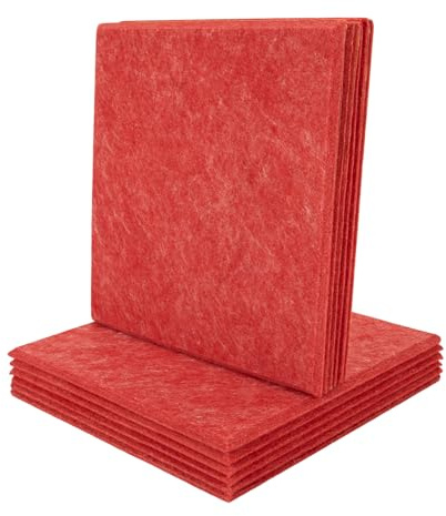 12 Stück Akustikpaneele, 9mm Dicke Akustikschaumstoff Schallabsorber 30cm x 30cm Wandpaneele Schallschutz Akustikplatten für Studio, Büro, Wand (Rot)