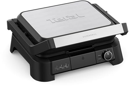 Tefal SuperGrill 3-en-1, Gril de contact, Appareil croque-monsieur et gril d'intérieur, Thermostat réglable, 3hauteurs possibles, 2000W, GC510DE0