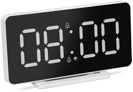 TechniSat Viola AC-1 Digitaler Wecker mit 4,5 Zoll großem LCD Display (Anzeige von Uhrzeit, Datum & Temperatur, dimmbar, 2 Weckzeiten, Netzbetrieb - USB Steckernetzteil erforderlich)