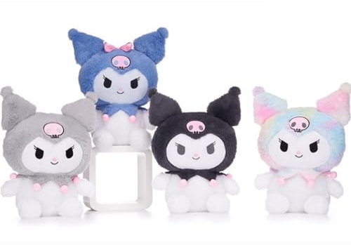 Hello Kitty Kuscheltier 30cm – Kuromi Design | Weiches Plüschtier für Kinder & Erwachsene | Auswahl aus 4 Designs | Perfekt für Fans & Sammler (Schwarz)