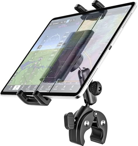 Dosvsi Tablet Yoke Mount, iPad Yoke Clamp Mount for Aircraft, 360° Adjustable Metal Arm Aviation Trainer Tablet Holder for iPad Pro 13 12.9 11, iPad Air Mini, Galaxy tab, iPhone, 4-13 Device
