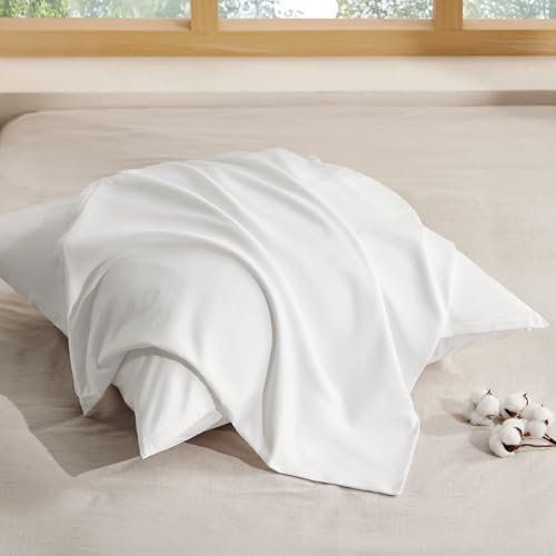 BEDSURE Kissenbezug 40x40 2er Set - 100% Baumwolle Kopfkissenbezug Weiß | Kopfkissenbezug 40 x 40 mit Reißverschluss, Kissenhülle Weich Sicher Atmungsaktiv, Hautfreundlicher Komfort, OEKO-TEX Cert.