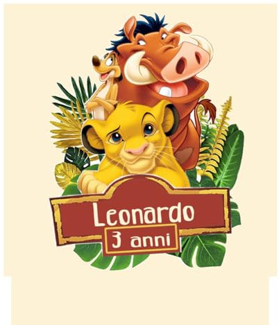 48 Adesivi personalizzabili in varie grafiche per varie cerimonie compleanno battesimo comunione cresima segnaposto (Simba Re Leone)