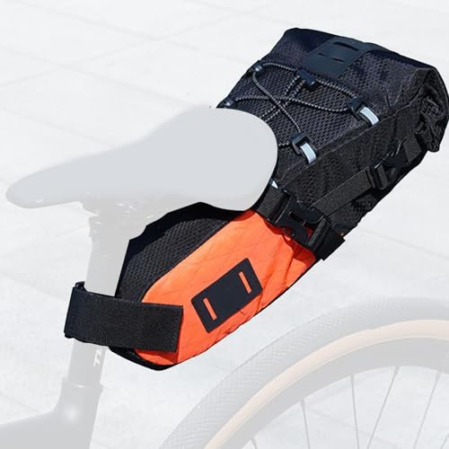 Depisuta Bike Bag, 5.8L Large Capacity Water proof Bicycle Saddle Bag with Reflective Straps and Expandable Storage, for Mountain Road Bikes Long Distance Travel (Orange)
