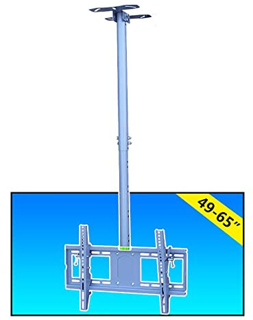 Soporte universal para TV de techo soporta hasta 110 libras de giro e inclinación para televisores LCD planos y curvos de 49 y 65 pulgadas, diseño resistente, fácil de instalar, alcance de 4 m