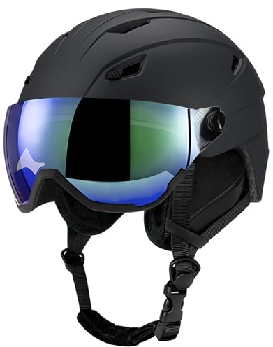 LeapBeast Skihelm Kit mit Ski Skibrille UV400,PC-Schale Verstellbarer Ski- & Snowboardhelm mit verschließbarem Belüftungssystem,mit abnehmbaren Ohrenpolstern Unisex Skihelm