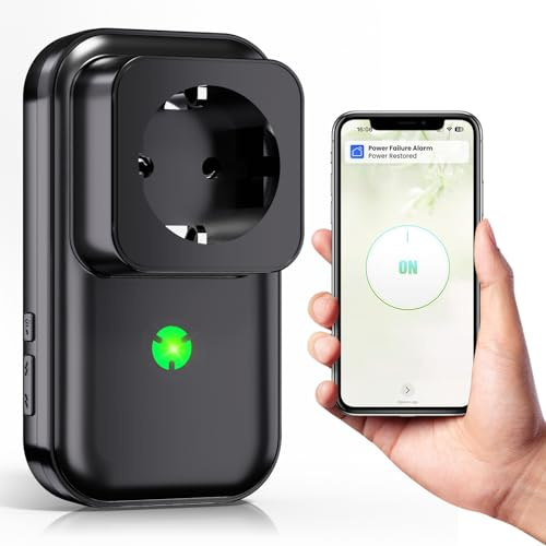 Stromausfallmelder WLAN Stromausfallalarm melder mit LED Anzeige | 0-110db Stromausfallmelder bei Stromausfall für Kühlschränke, Gefriertruhen, Aquarien Wireless Doorbell (Schwarz-1 Packung)