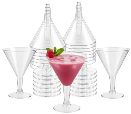 HOMESHOPA Clear Plastic Martini Cocktail Glasses, 12 Pack 200ml Serving Glass, Chip Resistant, Perfect for Home, Restaurants and Parties, Espresso Martinis, Prosecco, Champagne, Dishwasher Safe