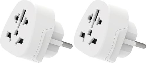 Ewent Reiseadapter, Welt-zu-Europa-Adapter, Universal-Welt-zu-Europa-Adapter, US/UK/AUS/CINA/Schweizer Stecker auf Schuko-Steckdose (IT/ES/DE/EU), kompakter Reisestecker (Packung mit 2)