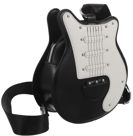 Garneck Einzigartige Gitarren-form PU Umhängetasche Damen Handtasche mit Großem Stauraum und Verstellbarem Schultergurt Trendige Crossbody Tasche für Musikfans Party und Alltag Schwarzes
