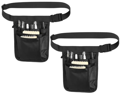 Peygre 2 Stück Krankenschwester Gürteltasche, Verstellbar, 18x25cm | Verstellbare Hüfttasche, Waist Bag, Belt Bag, Nurse Bags, für Werkzeug Scheren Zahnärzte Pflegekräfte, Schwarz, 18x25 cm