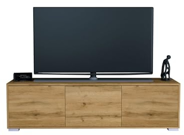 InnoFurn Tv-Board Elena, Lowboard mit Push-to-Open, Made in Germany, Moderner Fernsehschrank für Wohnzimmer Schlafzimmer, Eiche Evoke (152,5 x 43 x 37 cm)