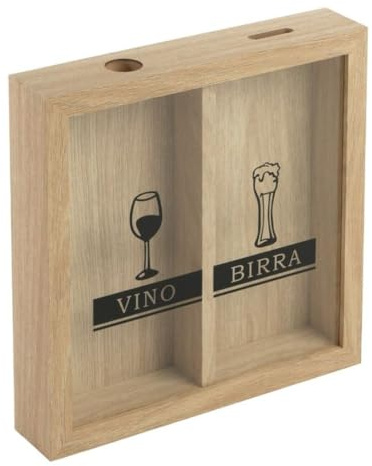 Sammlerbox aus Holz für Weinkorken und Bierbleche, Sammelrahmen mit Fächern für Wein und Eier, 28,2 x 5,7 x 28,2 cm