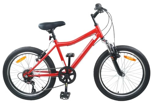 vidaXL Kinderfahrrad 24 Zoll 6-Speed für 8-12 Jahre alt Rot, Verstellbare Lenker für Kinderfahrrad, Stabiler Stahlrahmen, ideales Rad für Junge Radfahrer