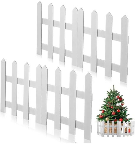 Artibetter Steccato Natalizio in Legno Bianco 1,2 M per Giardino e Decorazioni di Natale, Staccionata Solida ed Elegante per Allestimenti Festivi